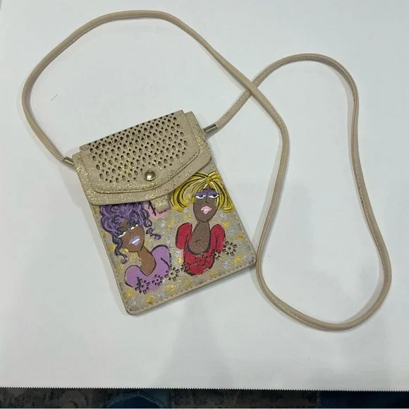 Handpainted Crossbody Bag with Artistic Design. Women Power. Signed. Rare - Picture 2 of 7